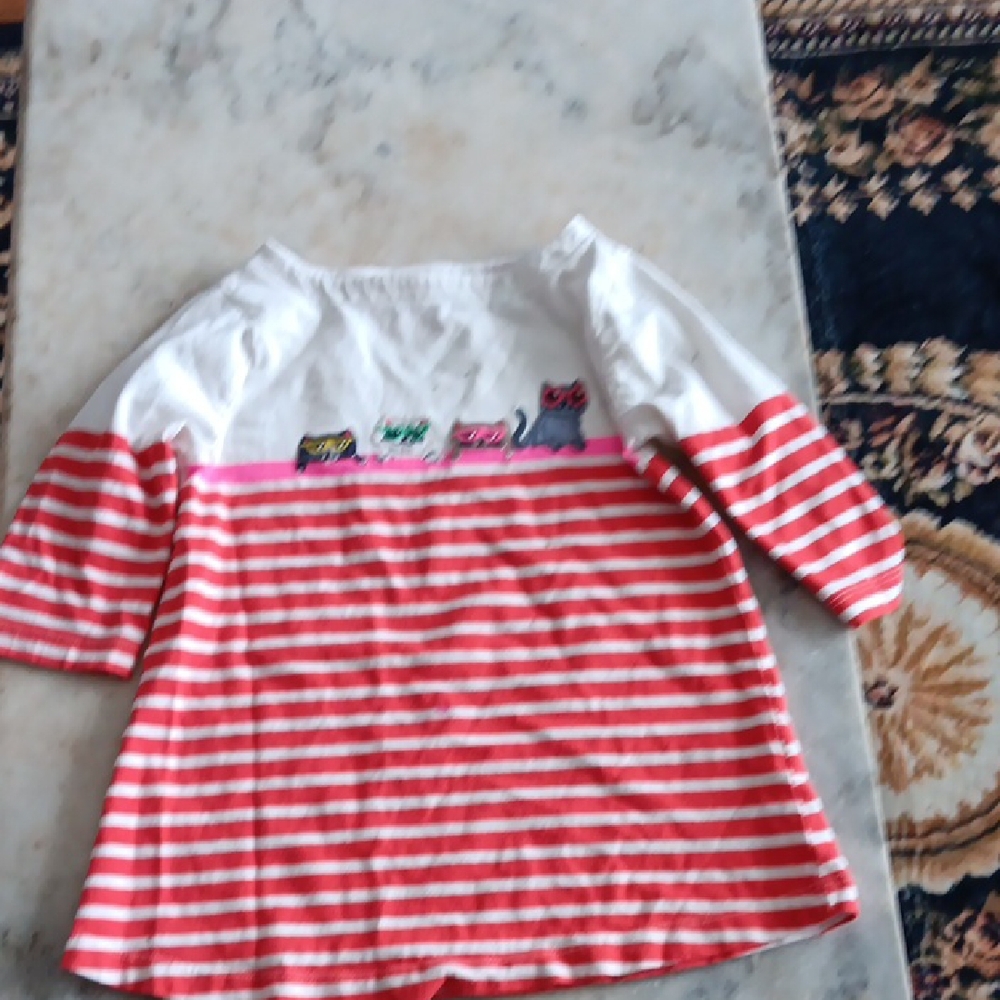 Kids' Striped Long-Sleeve Dress in Red and White